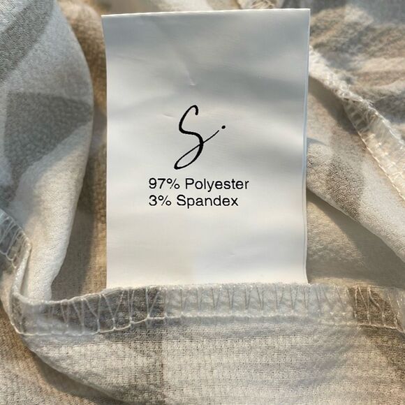 Silk and Salt The Perfect Sundress White Khaki Knit Tribal Print Mini 3/4 Sleeve - Picture 8 of 10